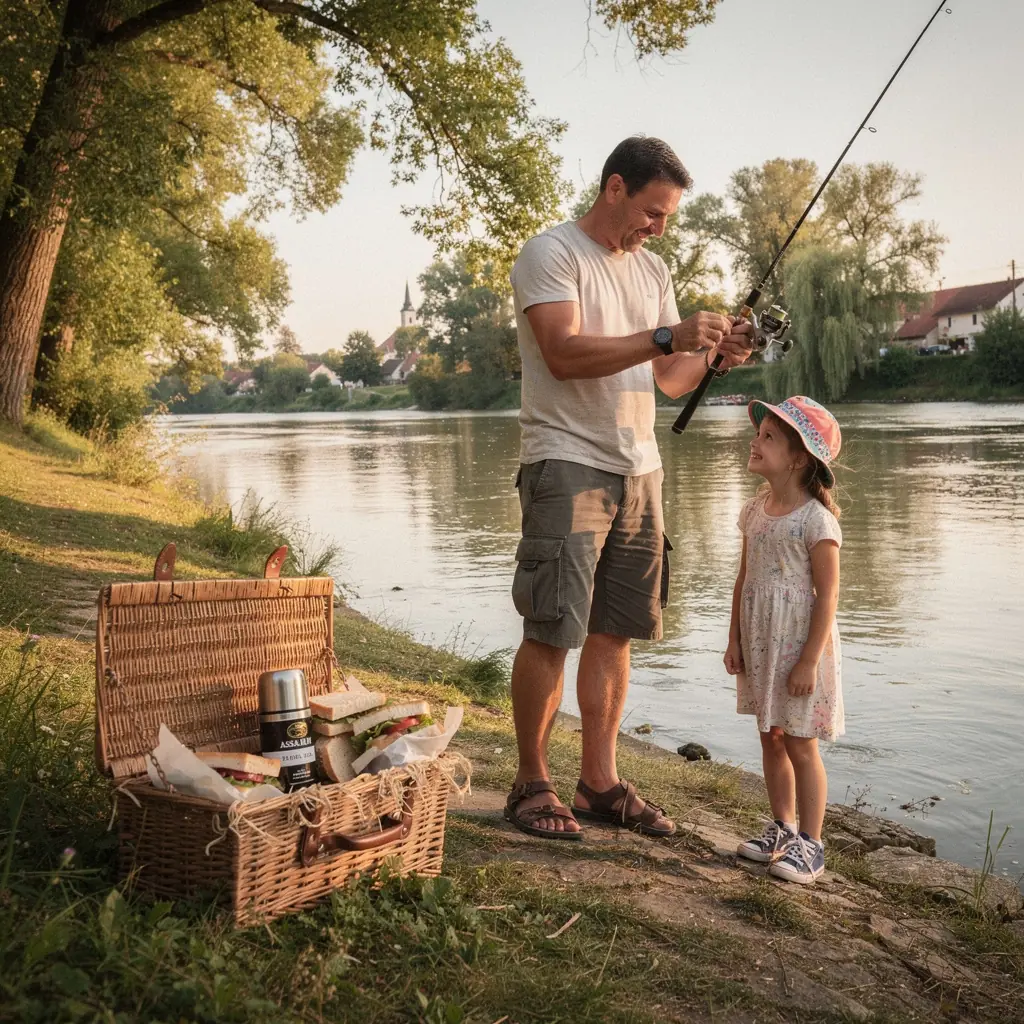 Szépen tálalt asszám tea, mellette friss gyümölcsök és méz.